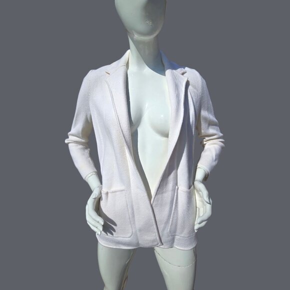 TALBOTS Cream  Notch Collar Sweater Blazer sz M Petite - Picture 1 of 9